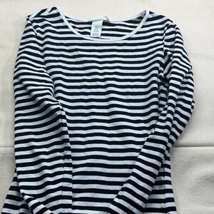 H&M Black and White Striped Long Sleeve Tee